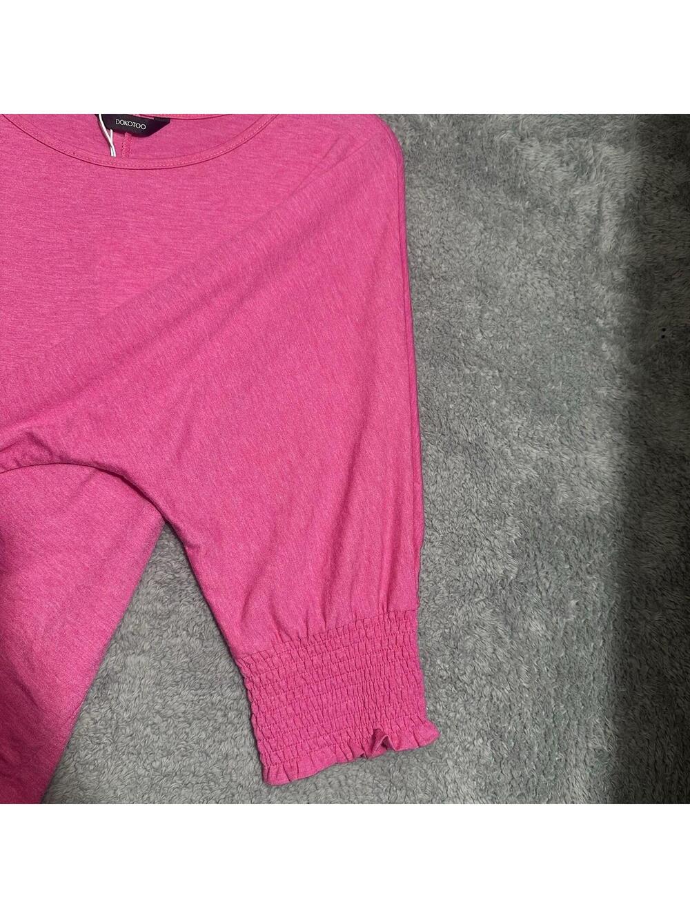 NWT Dokotoo Size XL Pink Color 3/4 Dolman Sleeve Knit Blouse - Picture 9 of 12